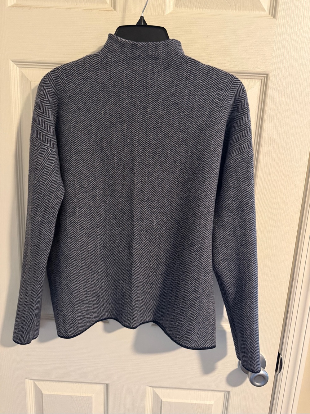 Women’s Mock Neck Herringbone Sweater - Navy